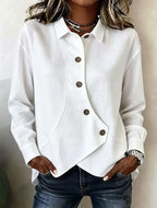 Full Size Asymmetrical Button Down Shirt Plus
