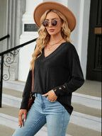 V-neck Long Sleeve T-shirt (2)