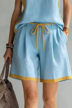 Contrast Trim Tank Shorts Set (5)