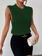 Hollow Out Round Neck Knit Tank (16)
