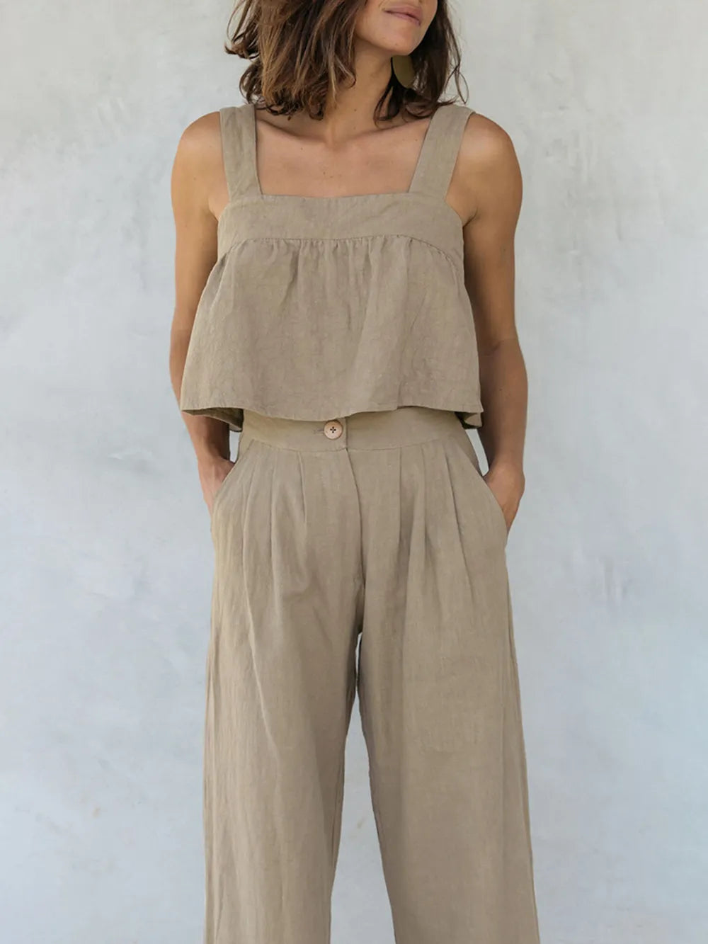 Square Neck Wide Strap Top Pants Set (5)