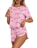 Printed Round Neck Tee Shorts Set (2)