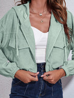 Drawstring Hooded Zip Up Jacket Pockets (7)