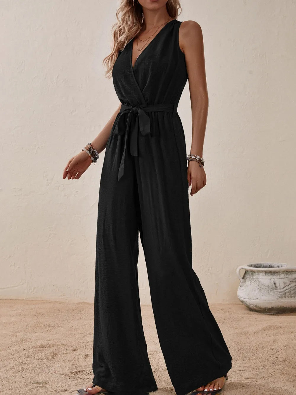 Tied Surplice Sleeveless Wide Leg Jumpsuit (5)