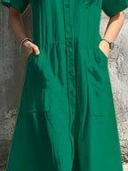 Button Front Short Sleeve Midi Dress (11)