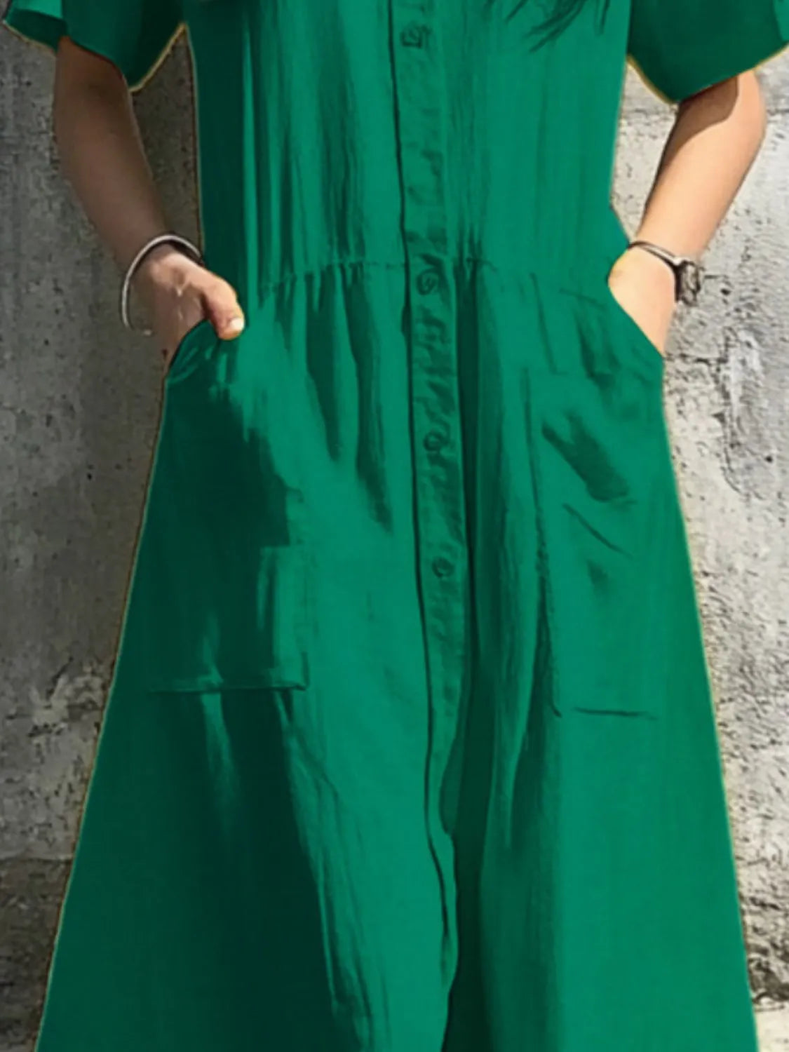 Button Front Short Sleeve Midi Dress (11)