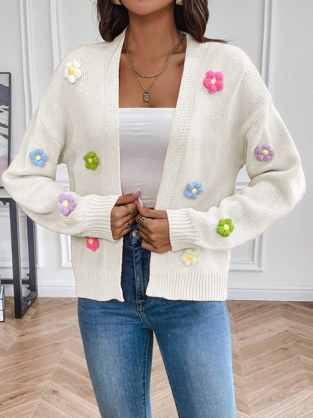 Floral Long Sleeve Open Front Cardigan (6)