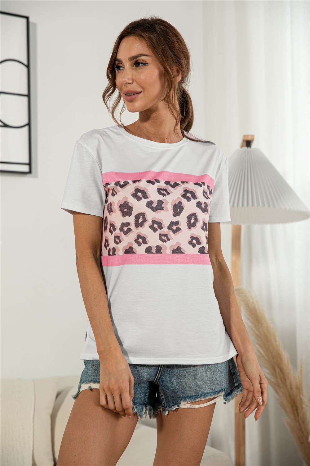 Leopard Block Side Slit Tee (8)