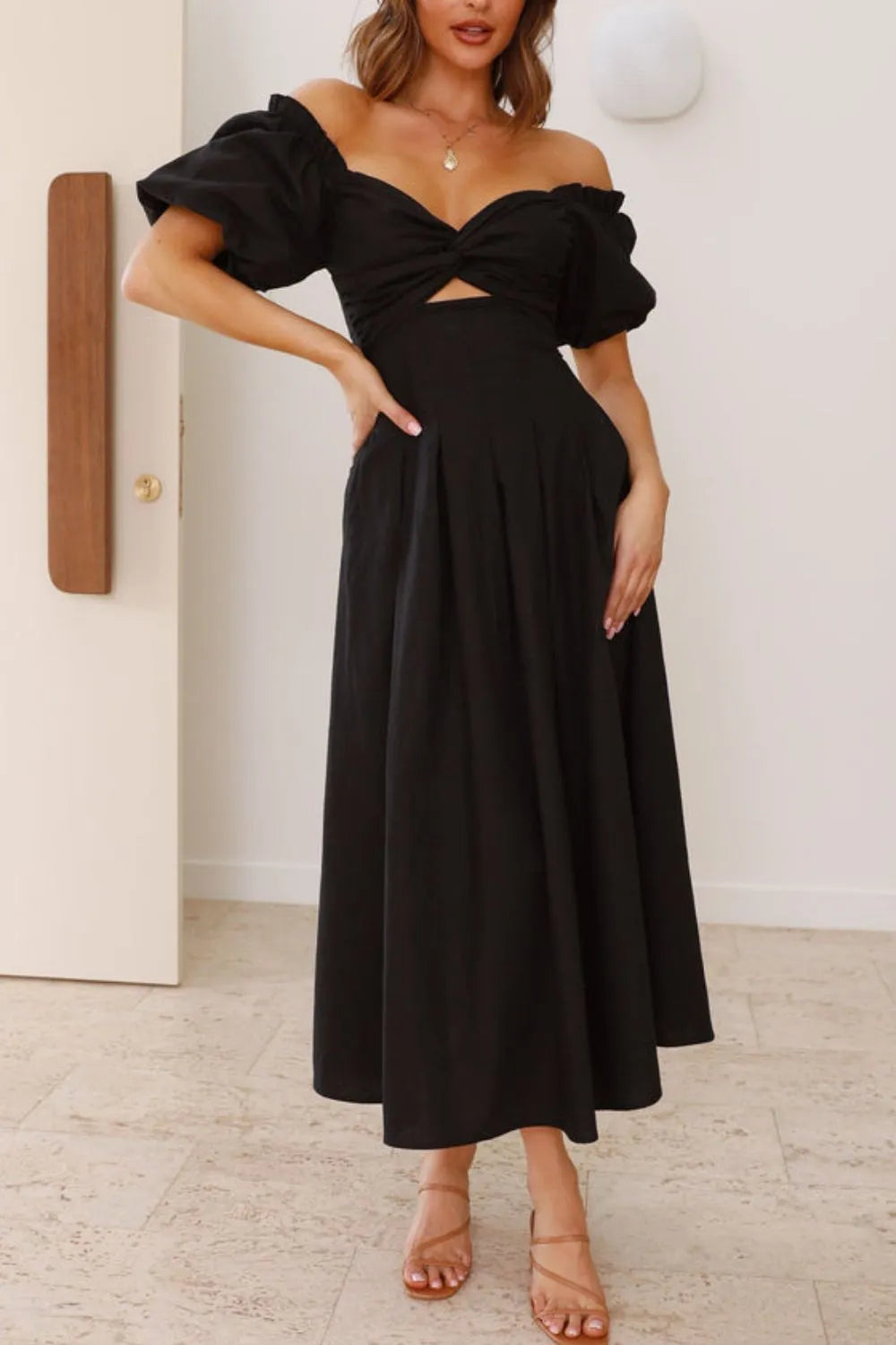 Sweetheart Neck Puff Sleeve Dress (15)