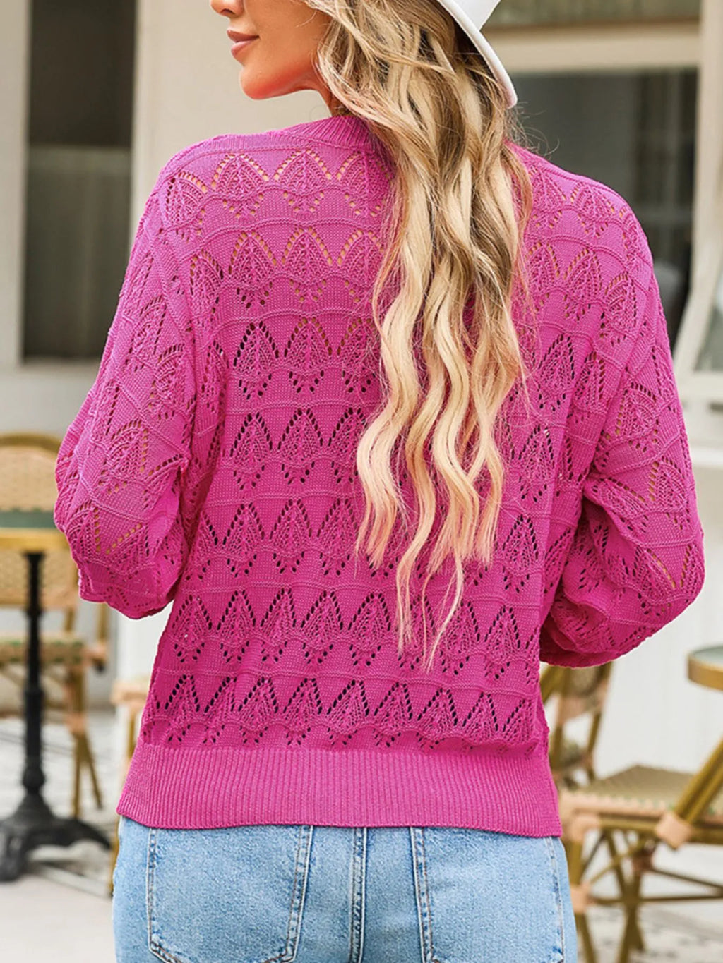 Openwork Button Up Cardigan (5)