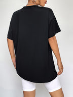 Round Neck Short Sleeve Fall Season Graphic T-shirt (6)