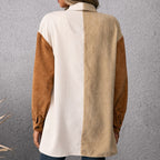 Single-breasted Long-sleeved Color-blocking Shirt Top photo 3