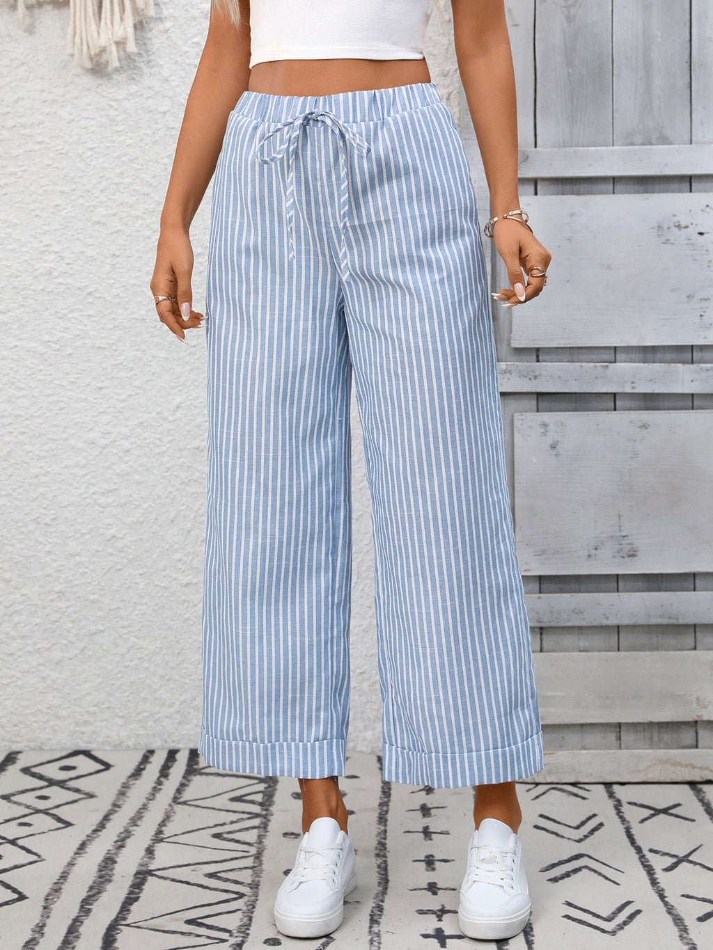 Striped Wide Leg Pants (3)