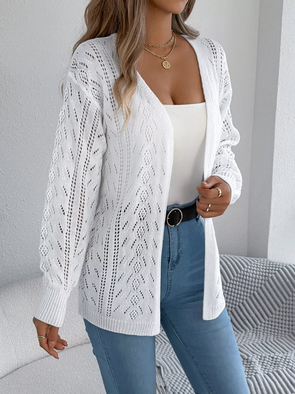 Openwork Open Front Cardigan (16)