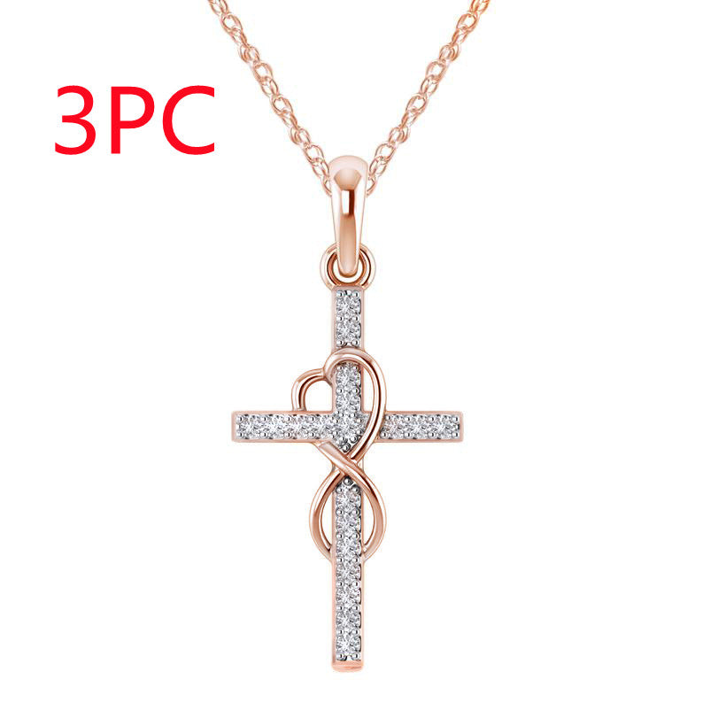 Alloy Pendant Diamond Eight-character Cross Necklace (13)