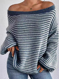Striped Knit Boat Neck Sweater (5)