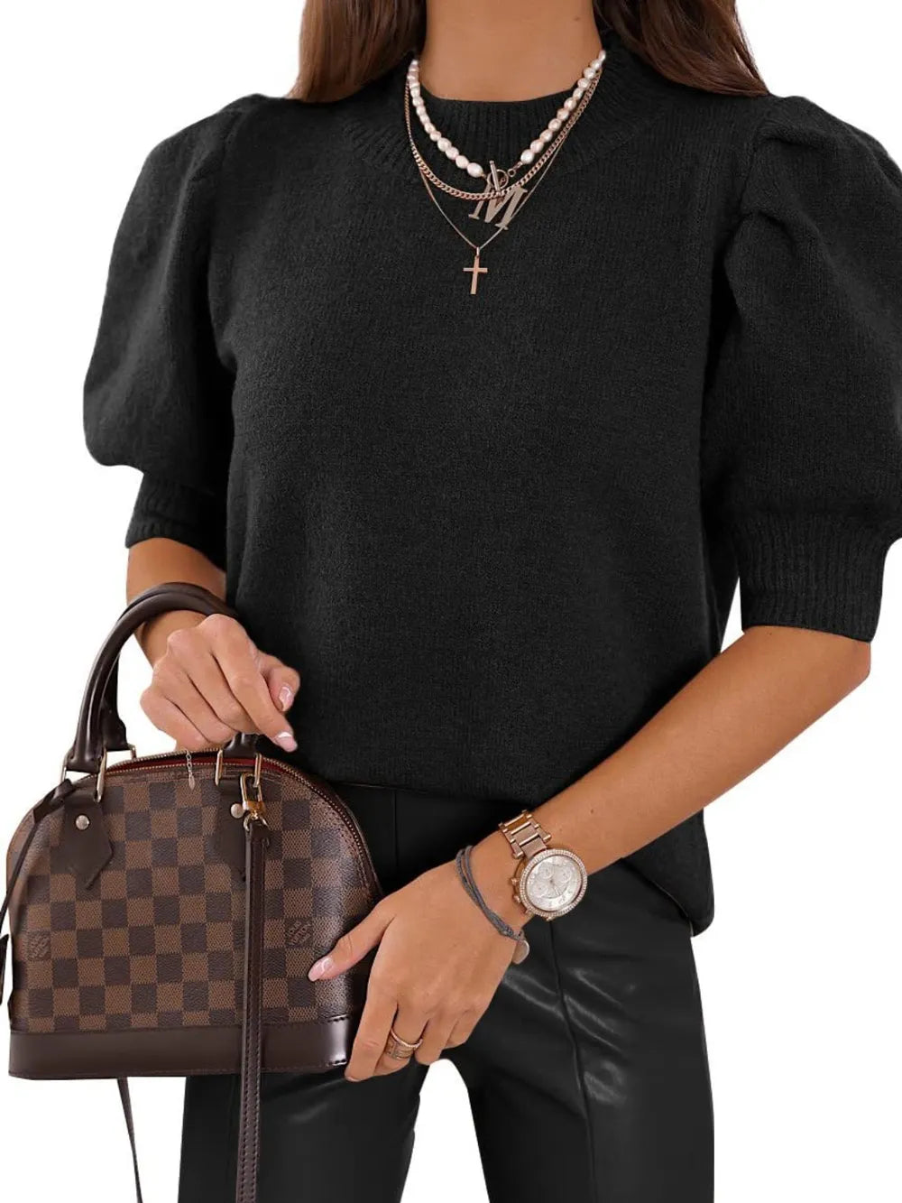 Mock Neck Puff Sleeve Sweater (24)
