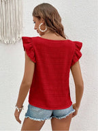 Ruffled Square Neck Cap Sleeve Blouse (5)