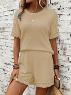 Tassel Round Neck Top Shorts Set (20)