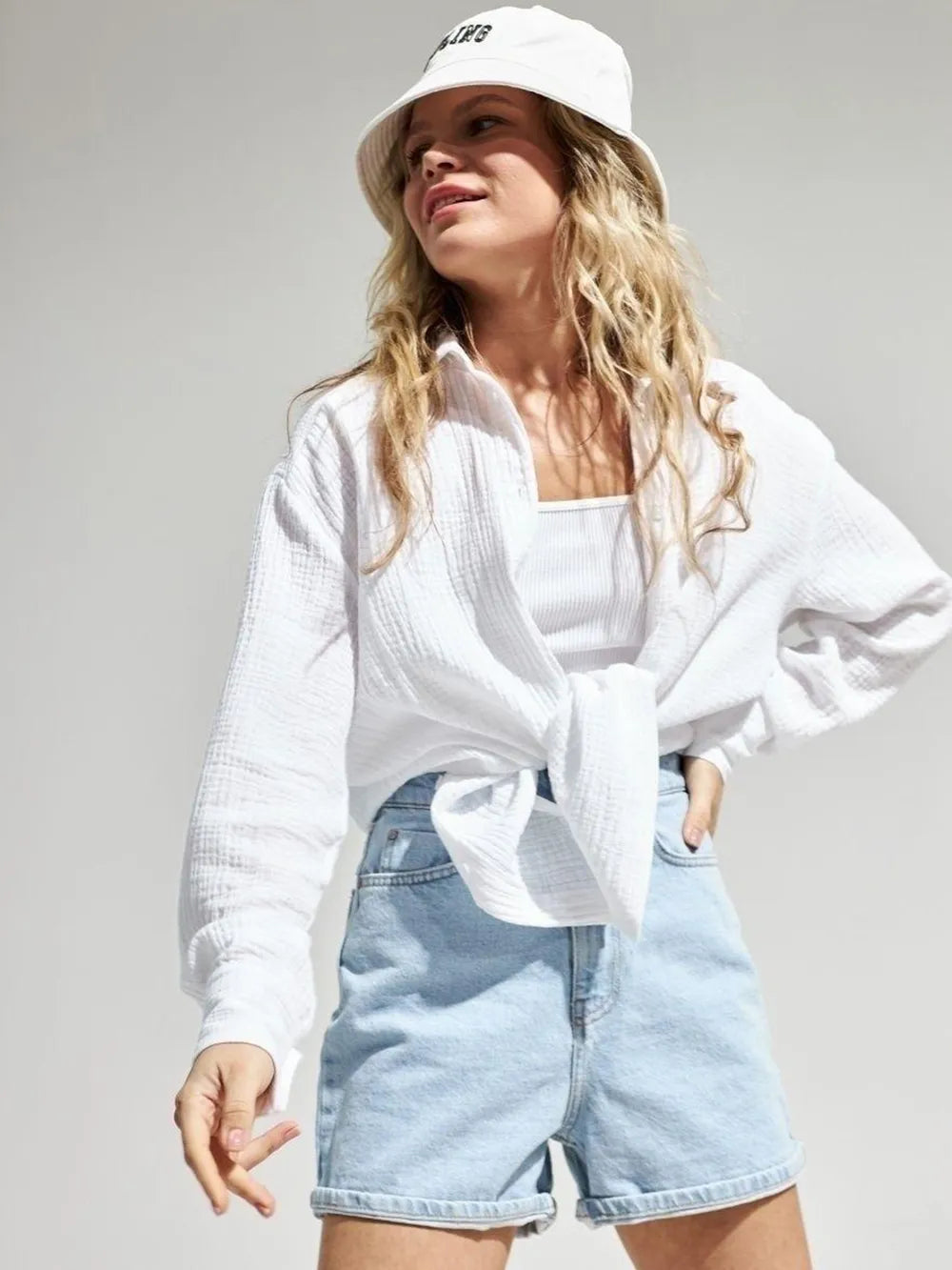 Textured Collared Neck Long Sleeve Shirt (4)