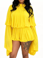Pleated Long Sleeve Top Skirt Set (5)