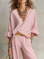 Full Size Loose Fit Top Wide-leg Pants Set Plus (10)