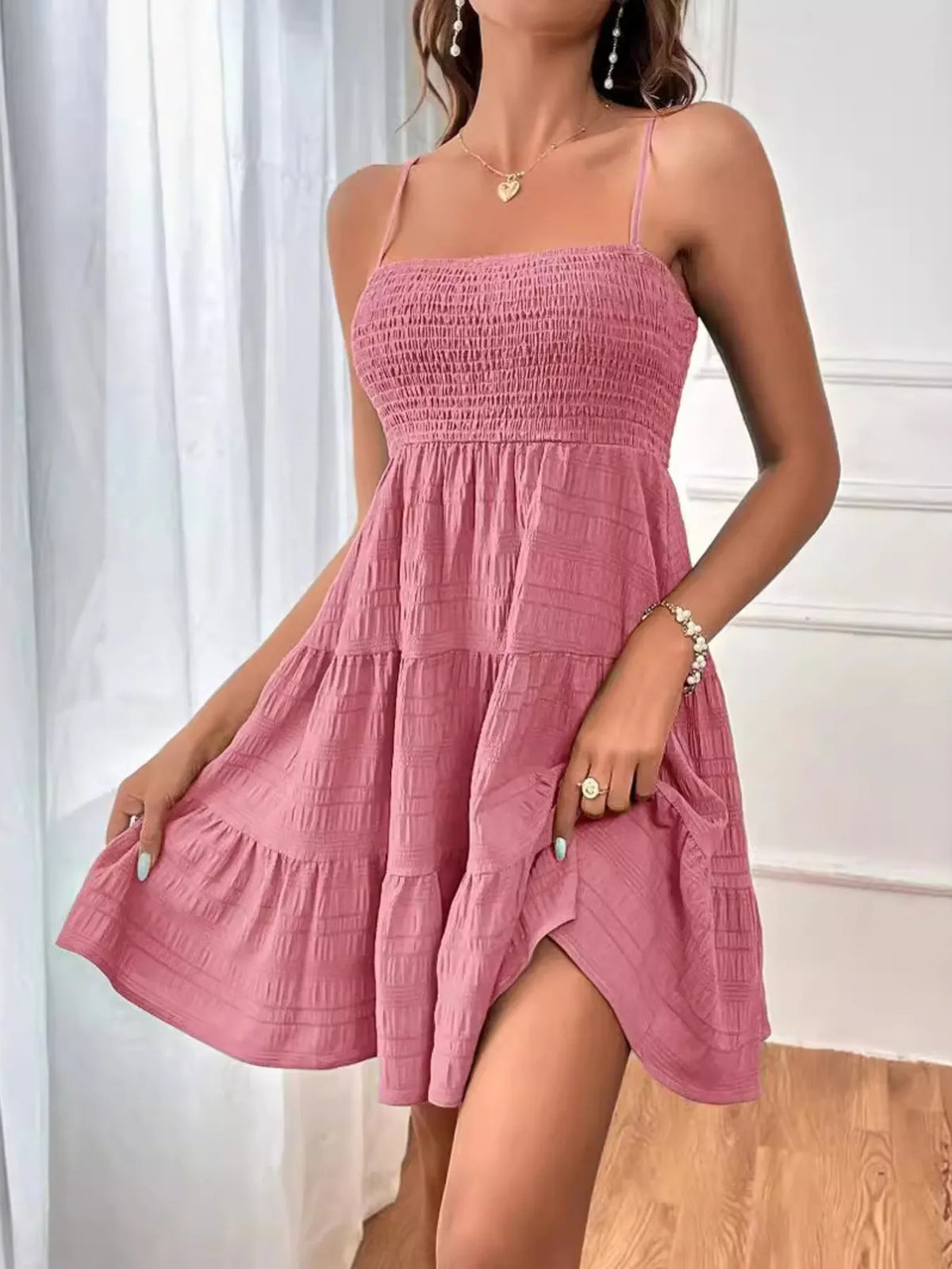 Smocked Tiered Cami Dress (8)