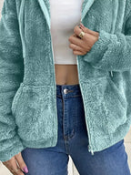 Drawstring Fleece Zip-up Outerwear (21)