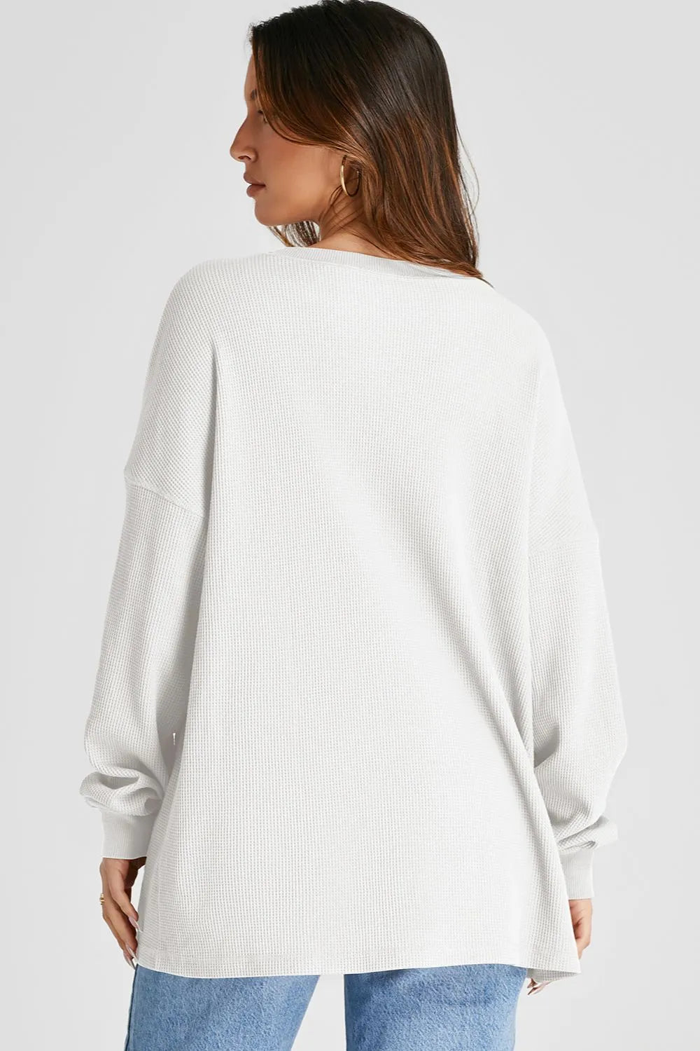 Waffle-knit Long Sleeve Sweatshirt (25)
