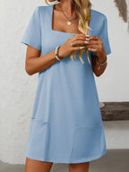 Square Neck Short Sleeve Mini Dress (21)