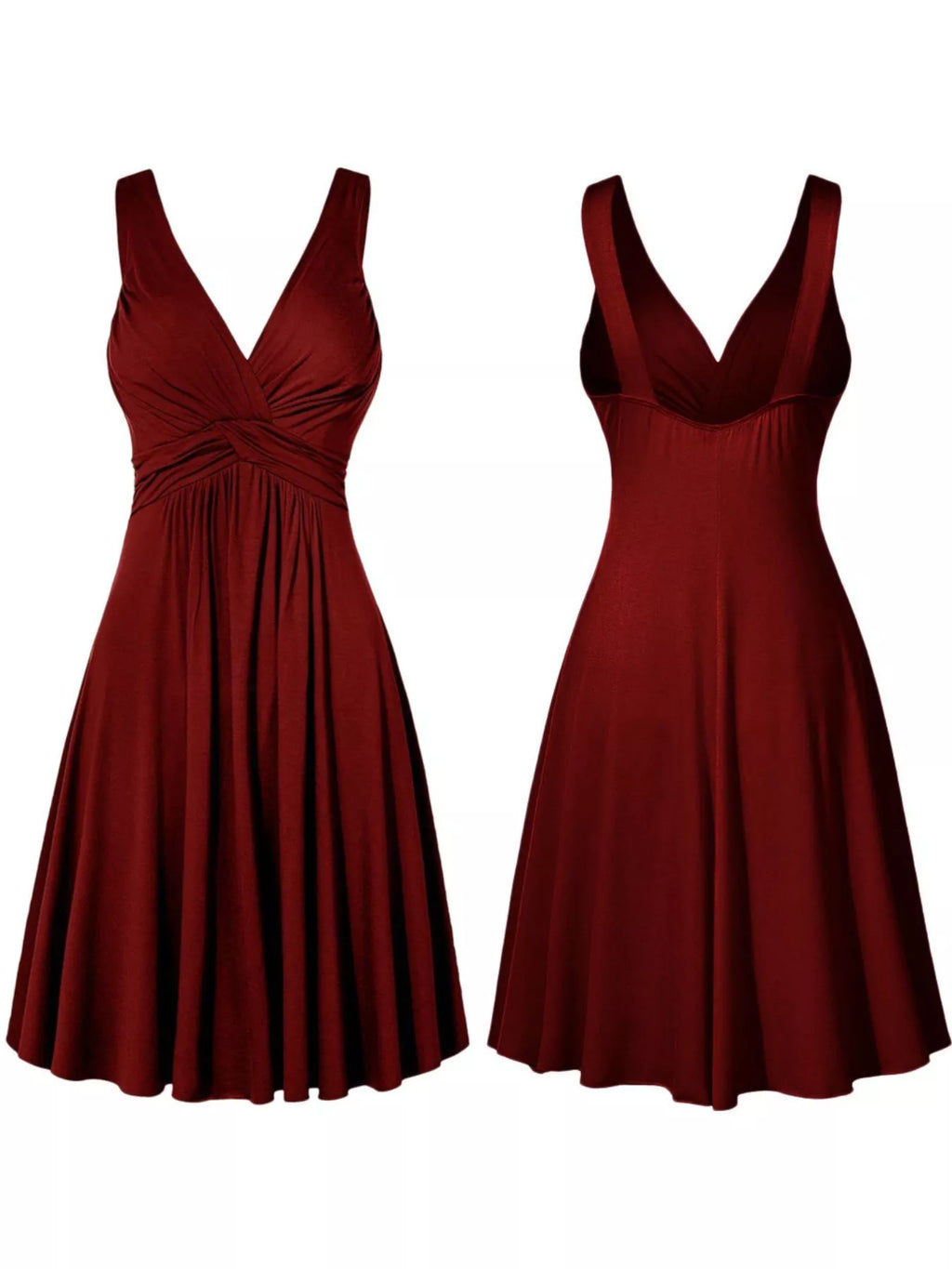 Full Size Twisted Sleeveless Ruched Waist A-line Dress Plus (4)