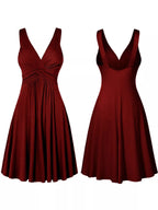 Full Size Twisted Sleeveless Ruched Waist A-line Dress Plus (4)