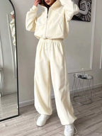 Fleece Zip-up Hoodie Joggers Set (9)