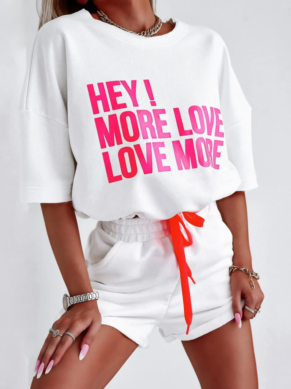 Letter Graphic Top Shorts Set (4)