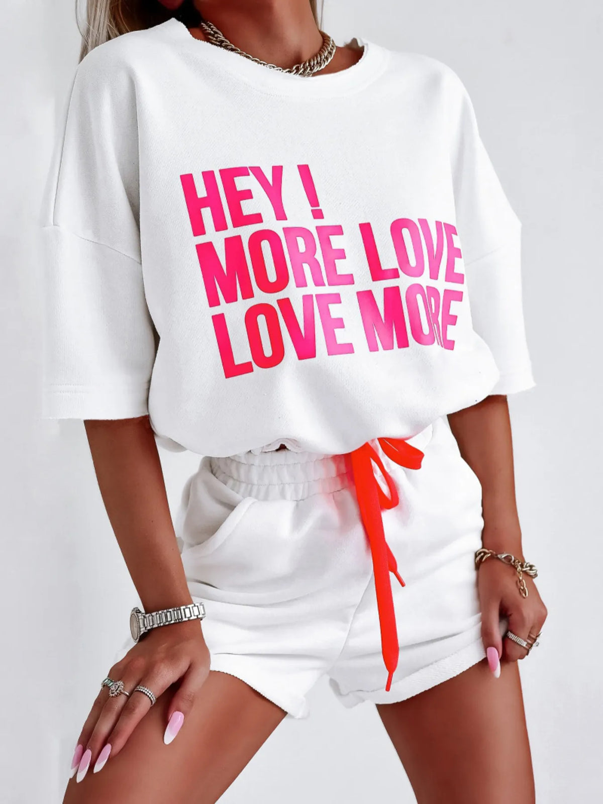 Letter Graphic Top Shorts Set (4)