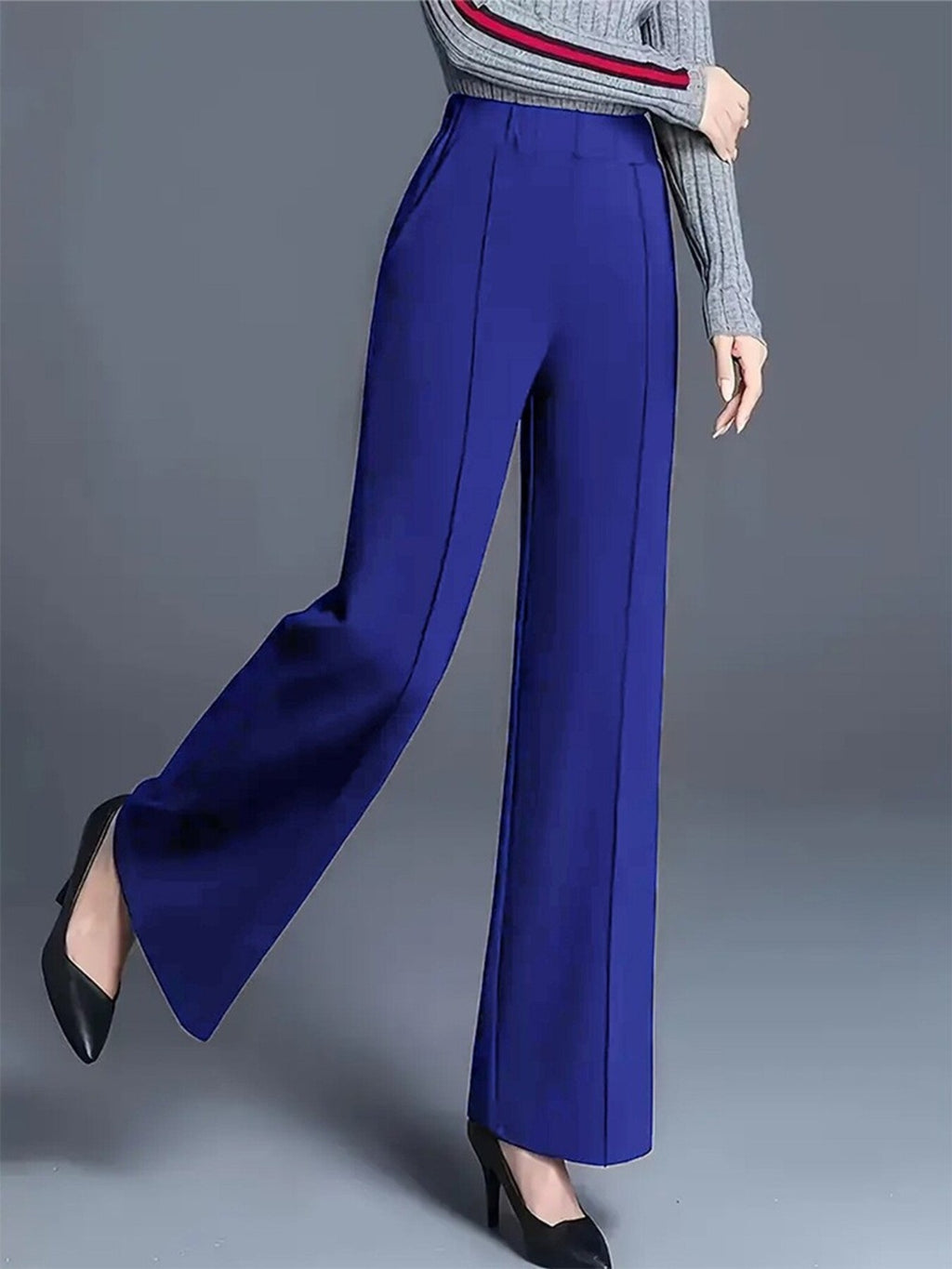 High-waisted Wide Leg Pants Elegant Center-seam Tailoring (8)