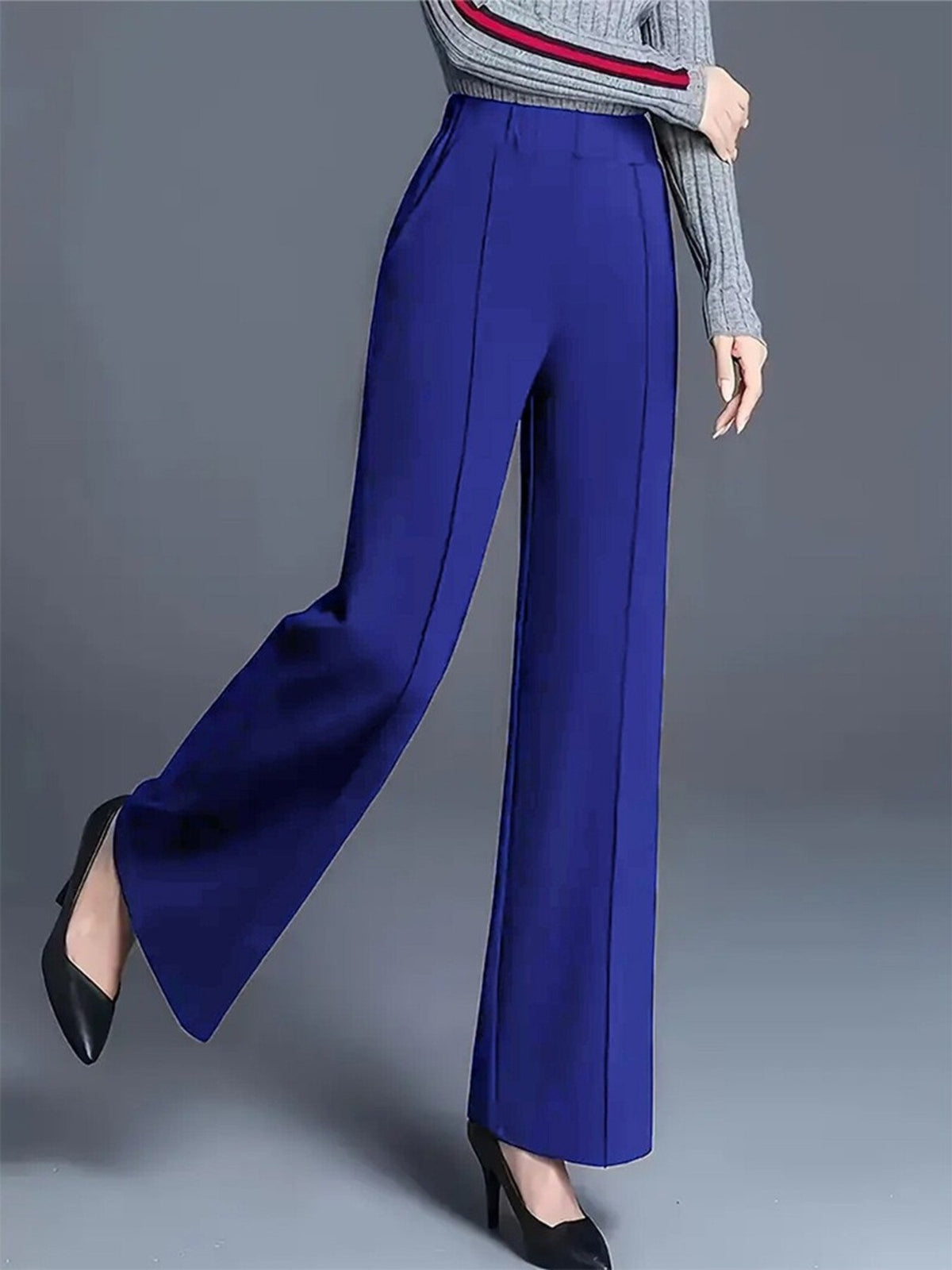 High-waisted Wide Leg Pants Elegant Center-seam Tailoring (8)