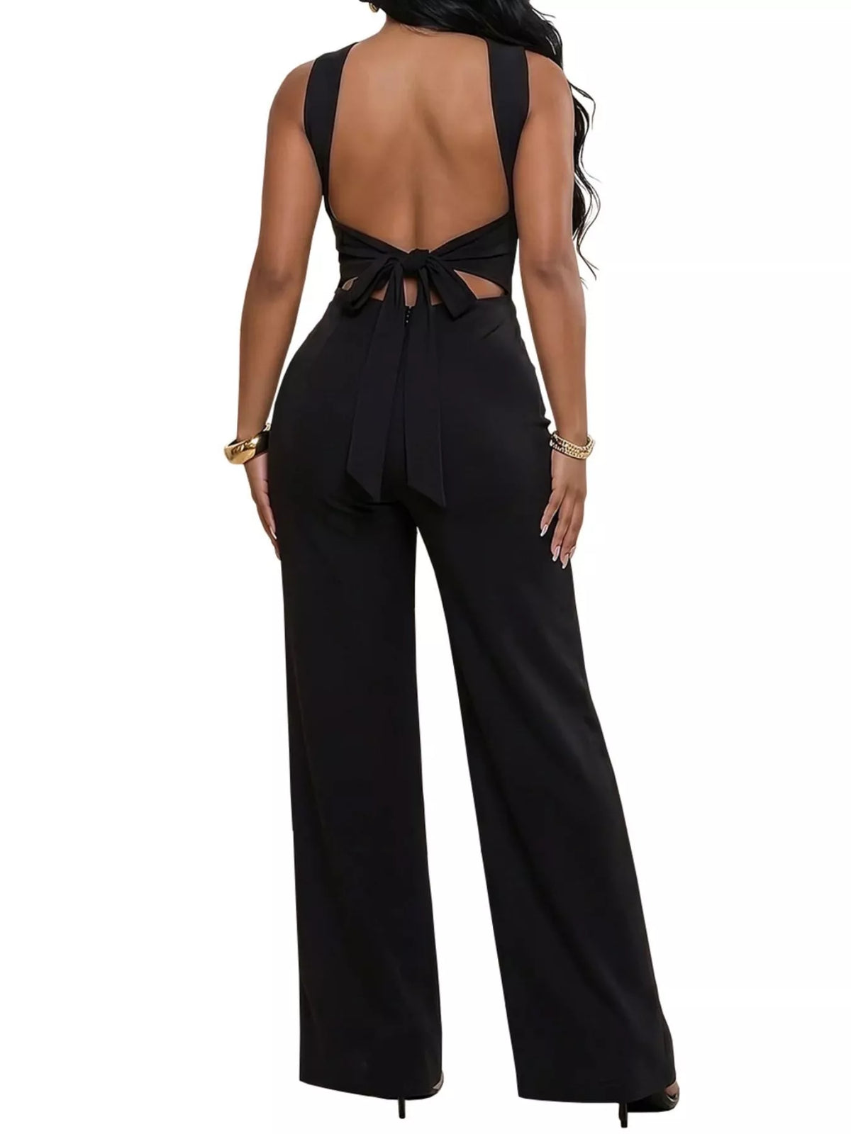 Backless Twist Top Wide-leg Pants Set (8)