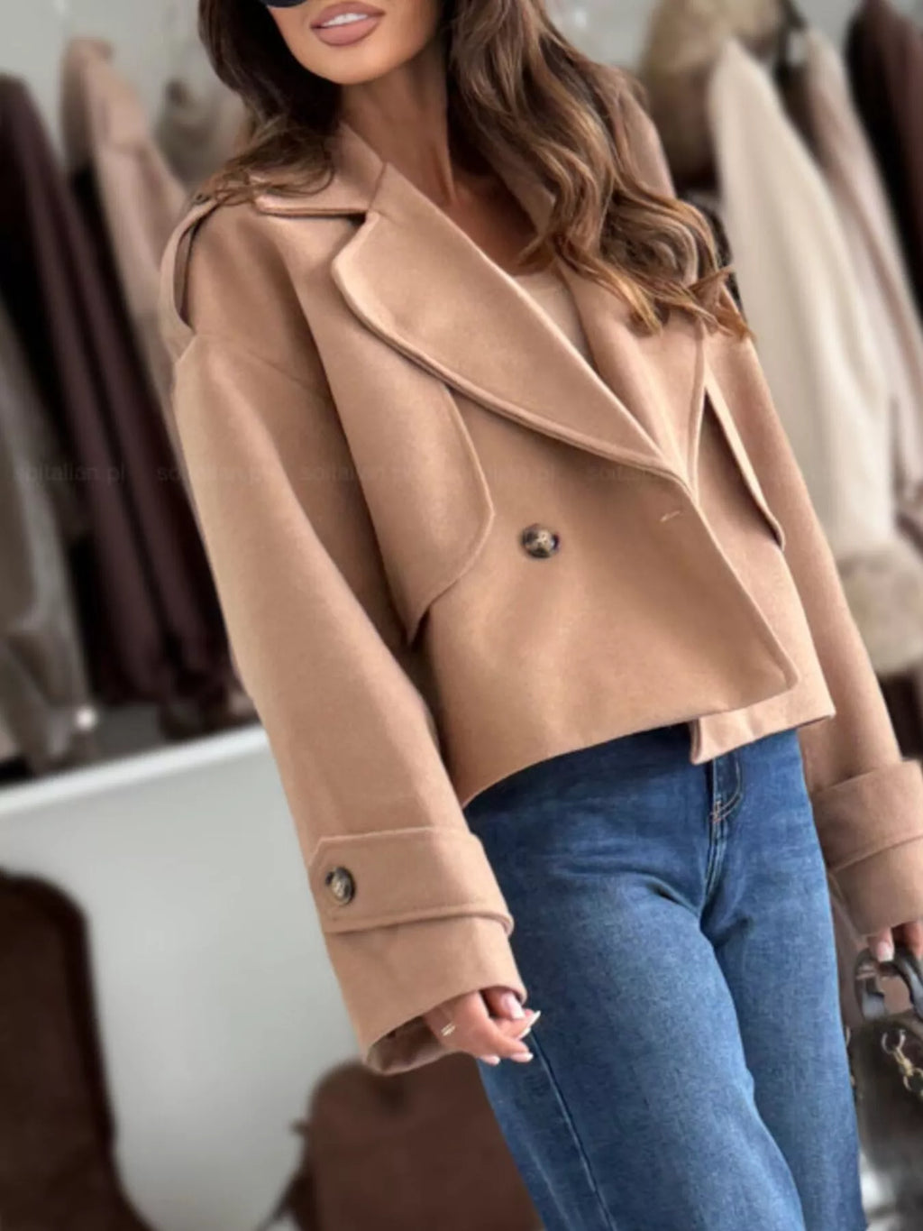 Double-breasted Cropped Outerwear (5)