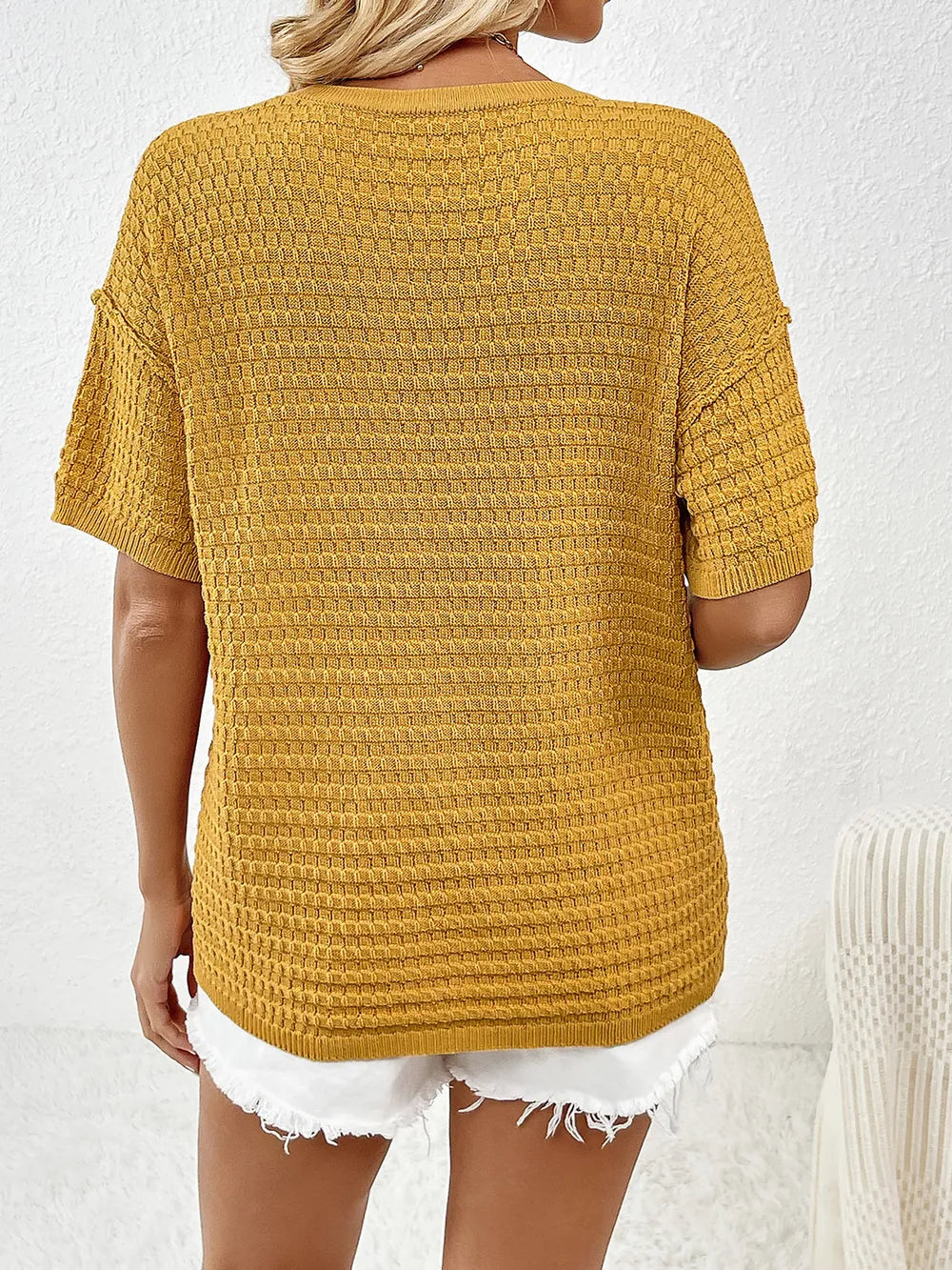 Round Neck Half Sleeve Knit Top (8)
