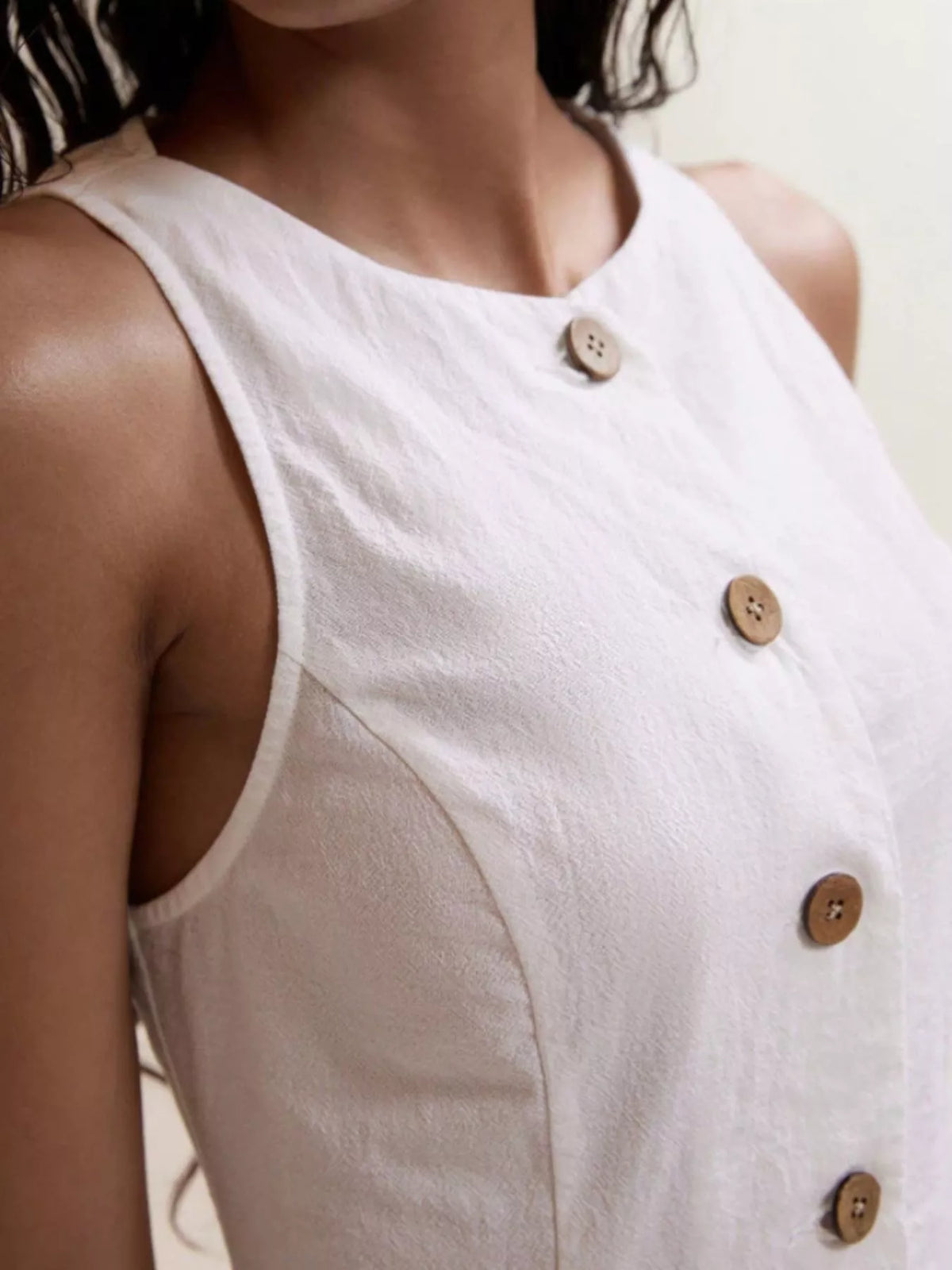 Button-down Sleeveless Top Shorts Set (3)