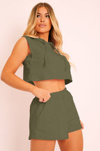 Hooded Crop Top Pocketed Shorts Set (11)