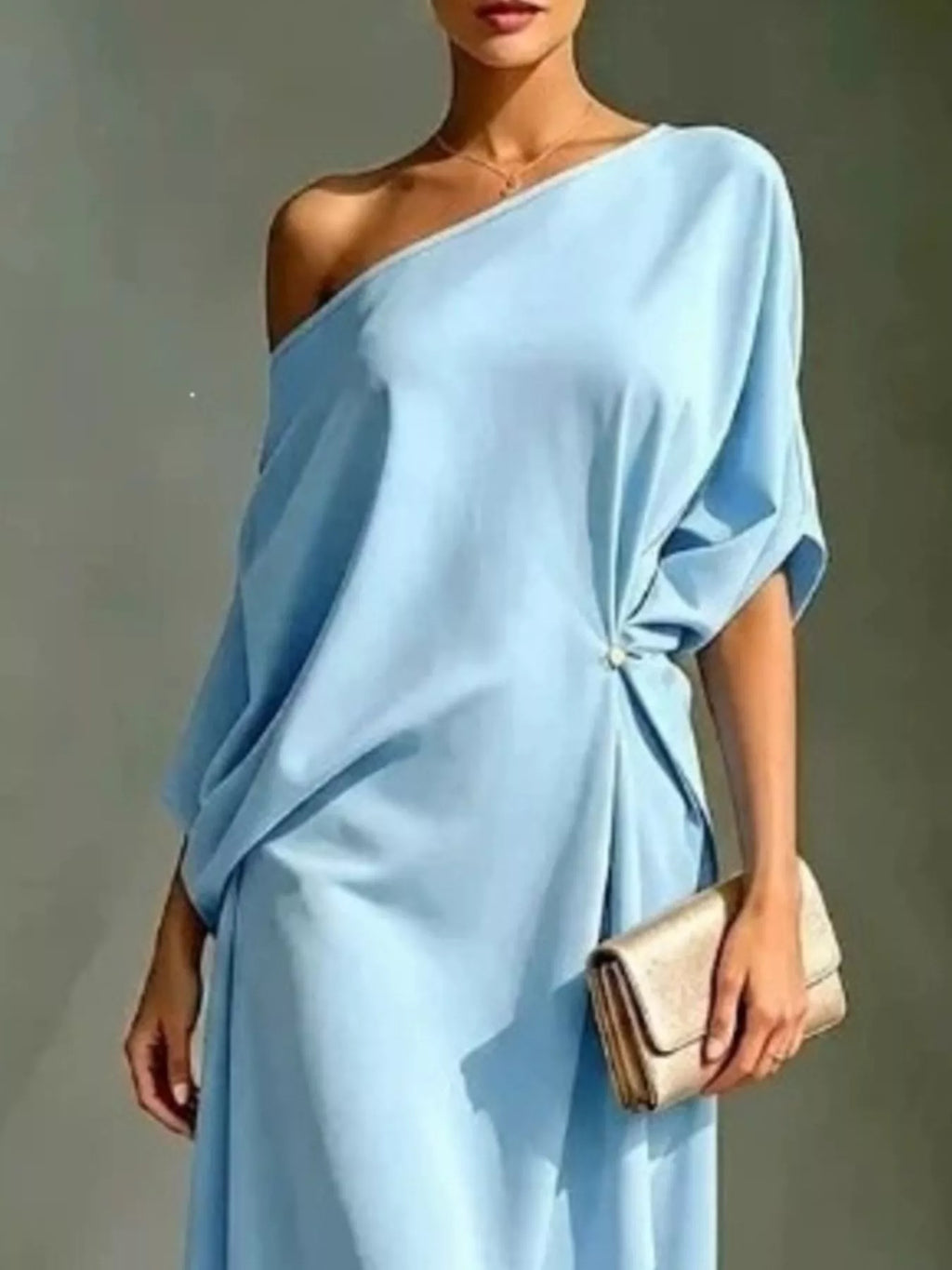 Full Size Asymmetrical One-shoulder Drape Dress Plus (4)