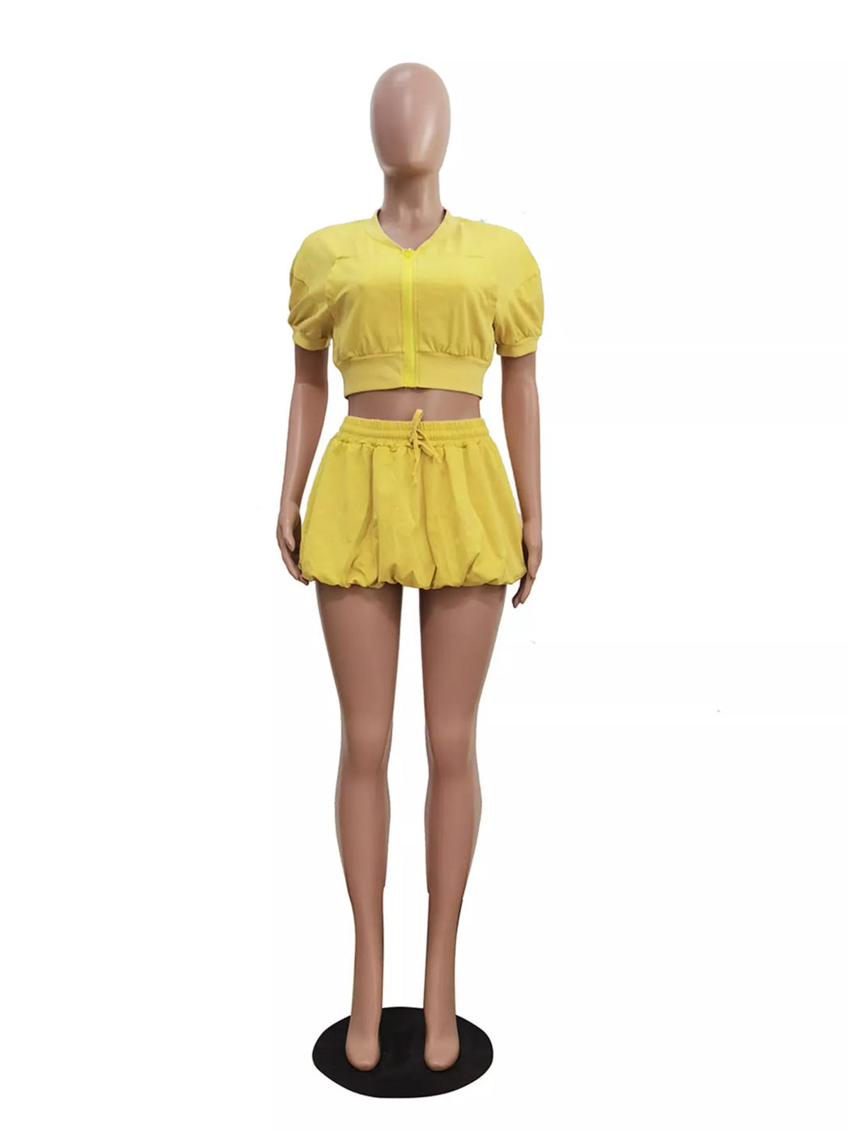 Zip Up Crop Top Shorts Set (11)
