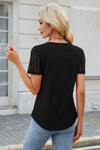 Smocked Round Neck Short Sleeve T-shirt (8)