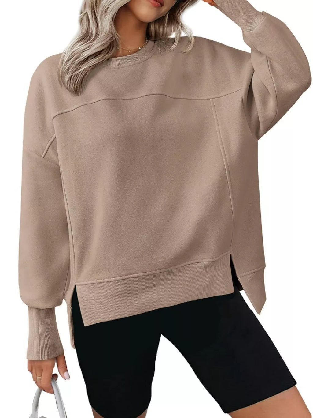 Casual Loose Side Slit Sweatshirt (29)