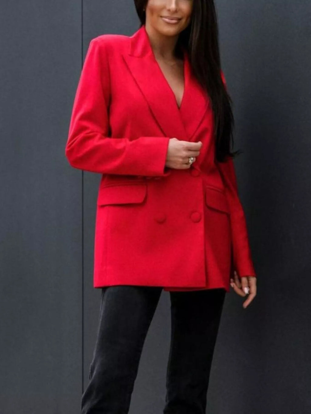 Lapel Collar Long Sleeve Blazer (15)