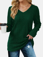 V-neck Long Sleeve T-shirt (11)
