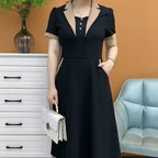 Plus Size Short Sleeve Mid-length Dress variant CJLY227040401AZ|CJLY227040402BY|CJLY227040403CX|CJLY227040404DW|CJLY227040405EV|CJLY227040406FU