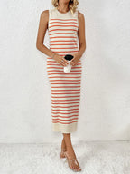 Round Neck Sleeve Midi Knit Dress (13)